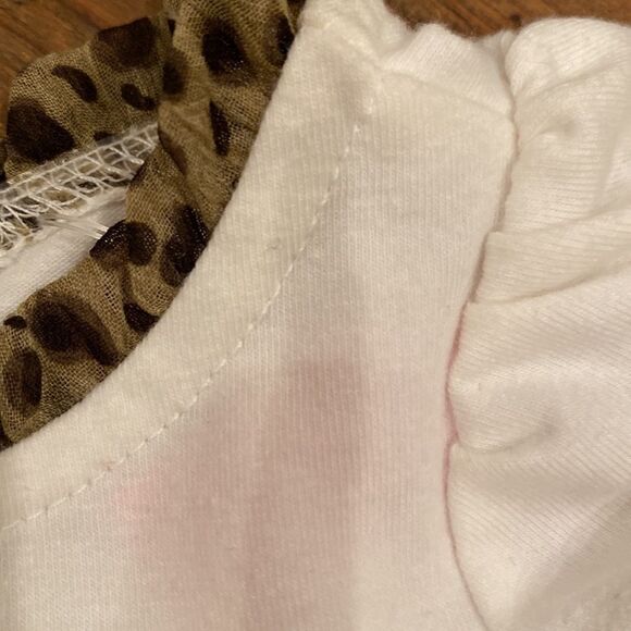 Nanette Baby Fancy Dress Off White Layered Ruffle Rose Bud Leopard Accent O-3 M - Picture 8 of 14